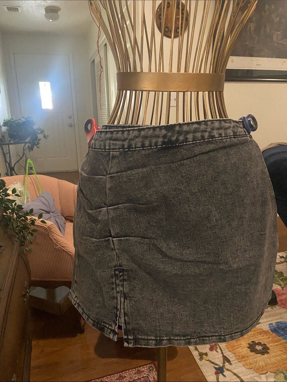 SHEIN Washed Black Mini Denim Skirt
